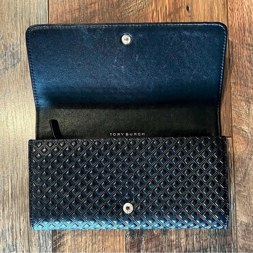 TORY BURCH Marion Quilted Embossed Leather Envelope Wallet Multi Gusseted - Picture 9 of 10